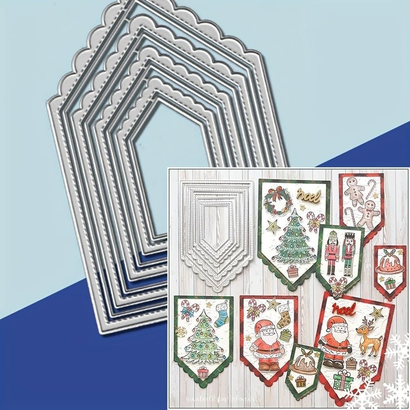Lapoo Geometric Cutting Die for Scrapbooking - Durable, Cut Stencils for DIY Scrapbook Photo Album Decorative Paper Card, Card Making Supplies (Conical 5.5 x 3.6 in) - Image 3